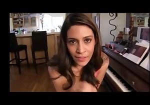 Big-breasted mommy using her tits for pleasure