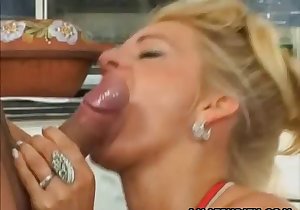 Blond-haired mommy licked and dicked sideways