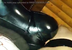 Sexy latex babe with round ass fucked in the doggy style pose